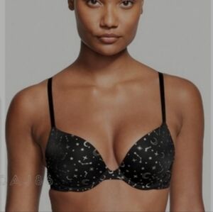 NWT Victoria's Secret 38DD Pushup Black Celestial Bra
